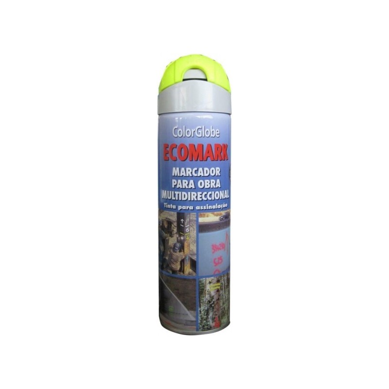 Spray pintura ecomark marcaje obras amarillo fluor. 500 ml